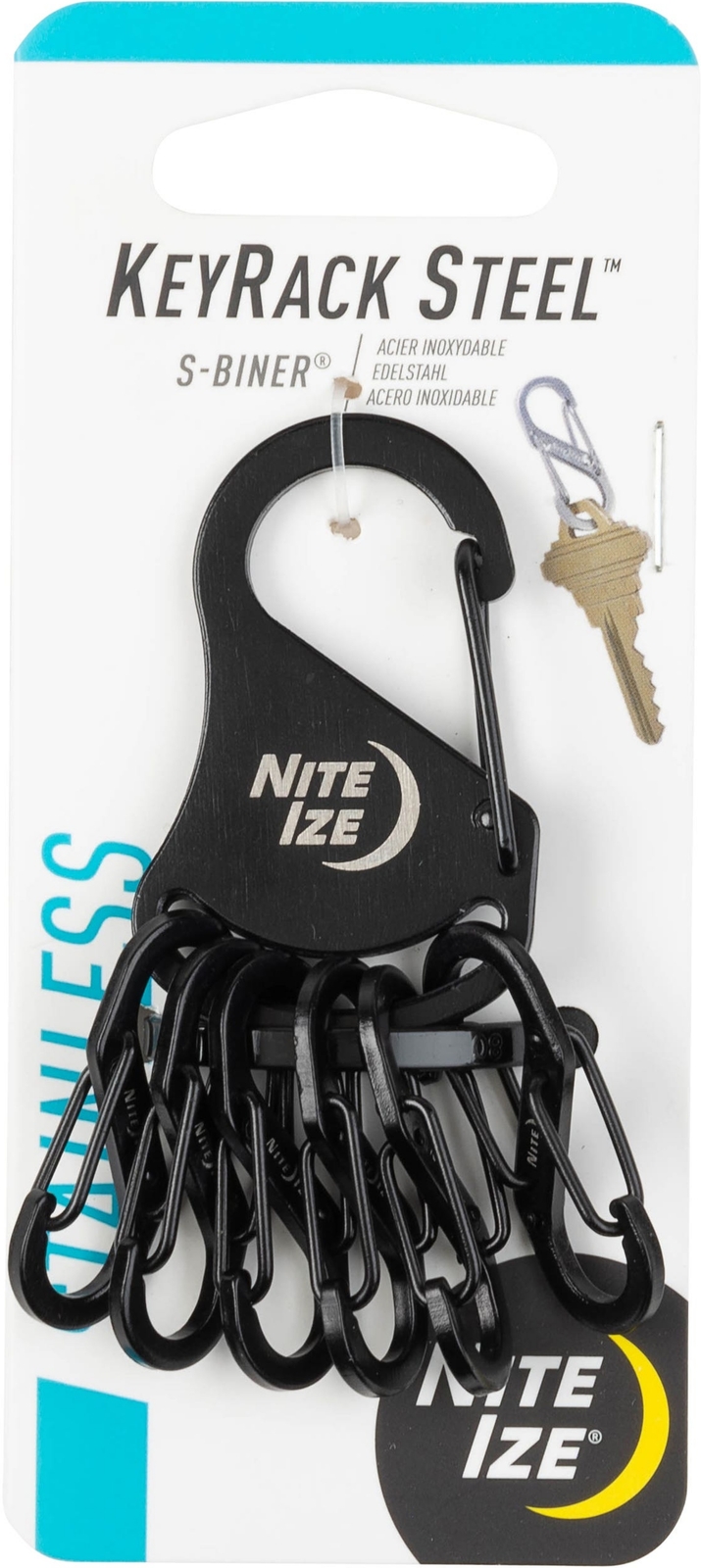 Nite Ize KeyRack Steel w/ Stainless Steel Mini S-Biners – Black