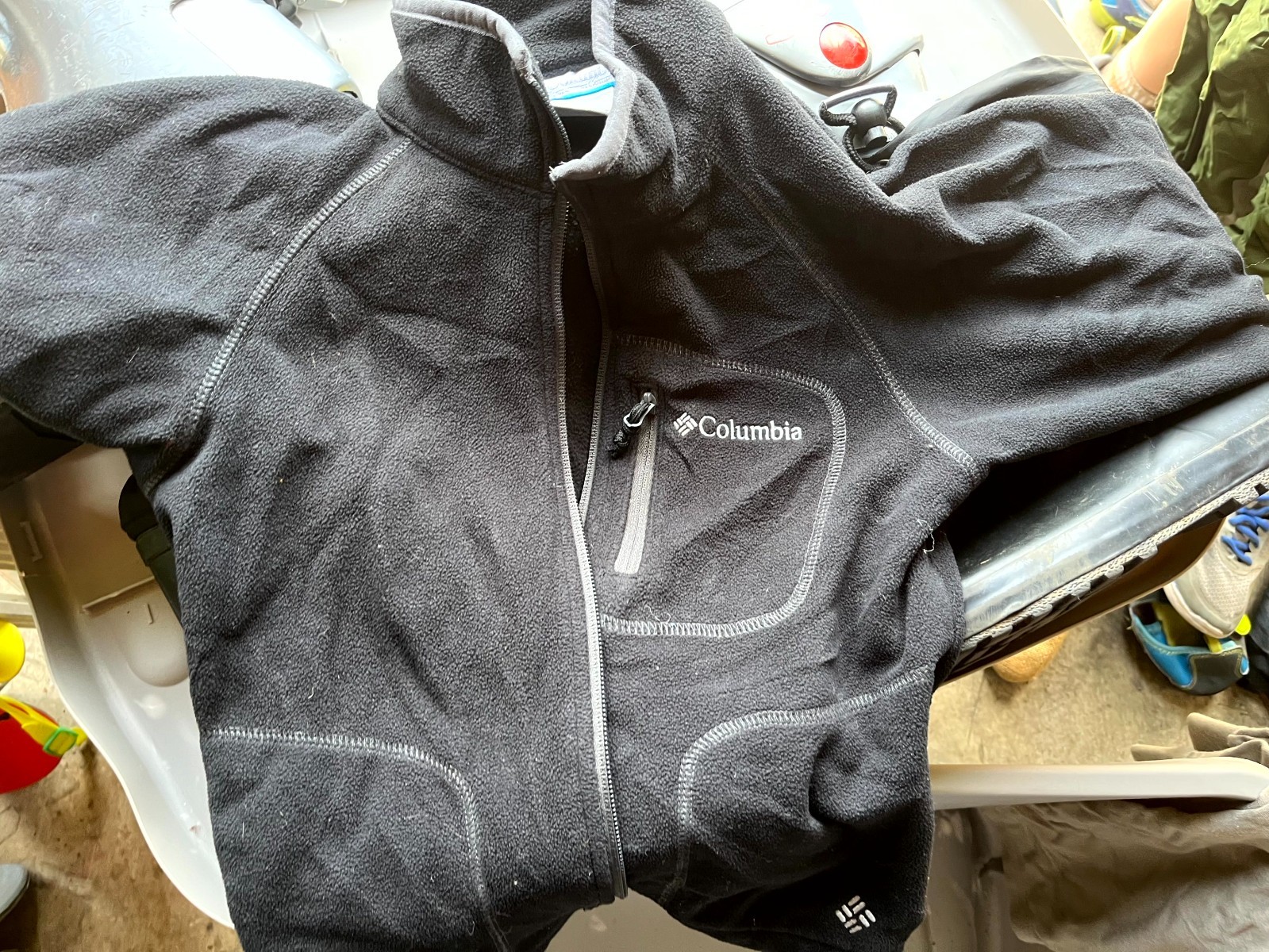 Columbia Fast Trek II Full Zip Kids SIZE 6 / 7 Fleece Jacket Black Long Sleeve