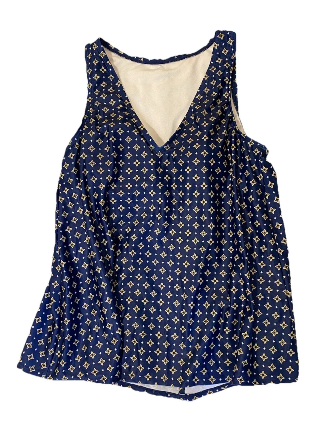Kona Sol Tanking Swim Top Woman Size S Small Navy Back Tie Bra NWT