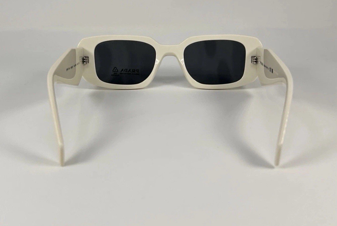 Authentic PRADA SPR 17W 49[]20 142-5S0 Talc Dark Gray Sunglasses