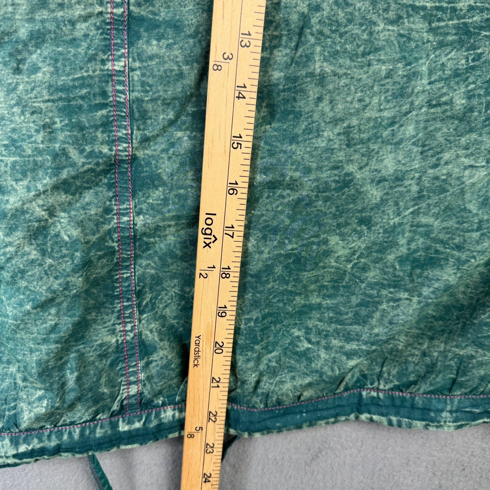 A Rare Bird Handmade Acid Wash Hooded Jacket Teal Cotton One Size Boho Oversized