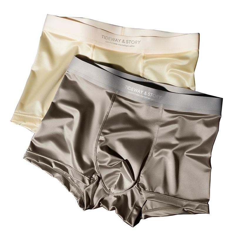 4pcs Men’s Underwear Ice Silk High-end Men’s Light Luxury Satin Silk Breathable
