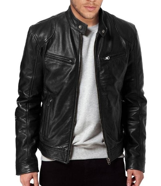 The Leather Factory Men’s SWORD Genuine Lambskin Leather Biker Jacket