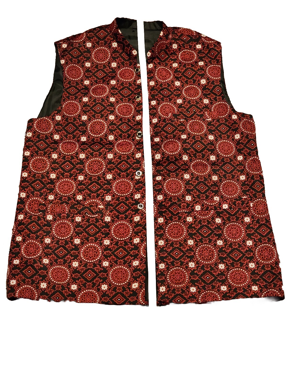 Men Traditional Sindhi Ajrak Print Waistcoat.