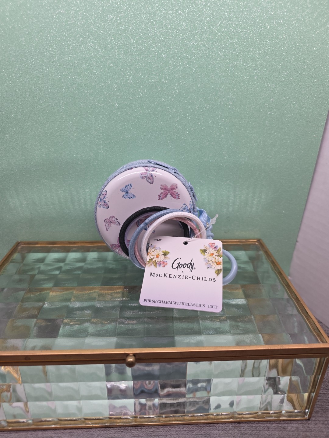 Goody X Mackenzie Childs BLUE Butterfly Purse Charm With Elastics-15 Ct