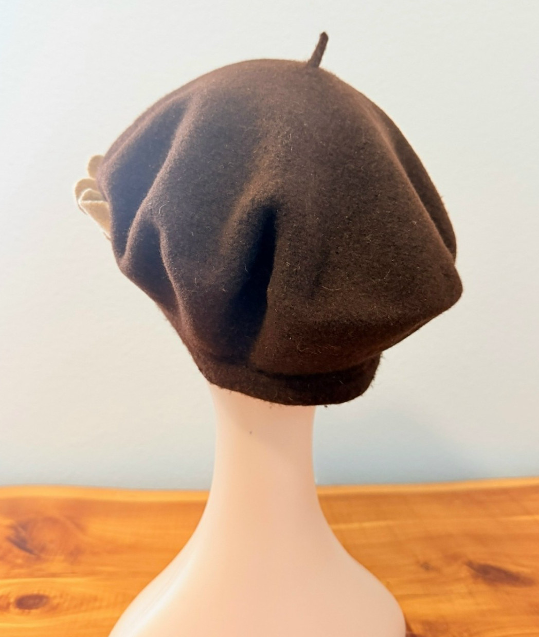 PARKHURST Made in Canada 100% Wool Brown/Beige Floral French Beret Hat