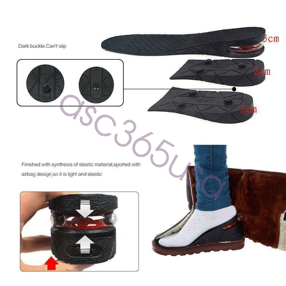 Adjust 4 Layer 9cm Unisex Shoe Lift Height Increase Heel Insole Insert Taller US