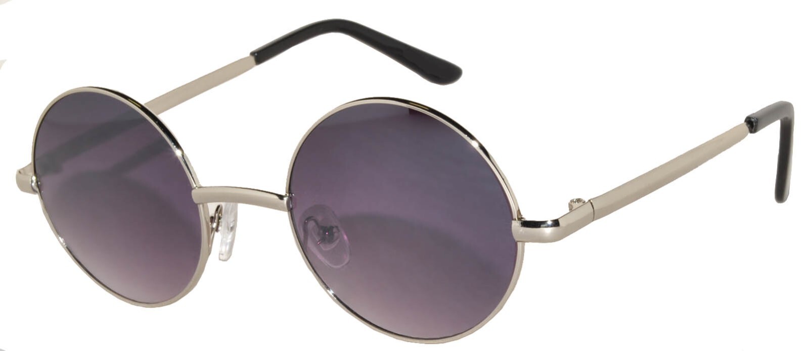 METAL ROUND SUNGLASSES GREY LENS 43 MM SILVER FRAME ONE PAIR