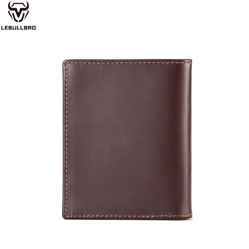 Mens Cowhide Leather Wallet RFID Blocking ID Card Holder Coin Purse Thicken New