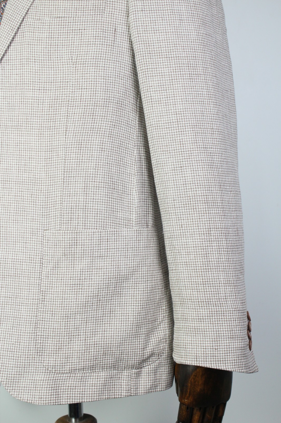 BOGGI Brown & White Dogtooth PURE LINEN HL Sport Coat Blazer Jacket 52IT 42US/UK