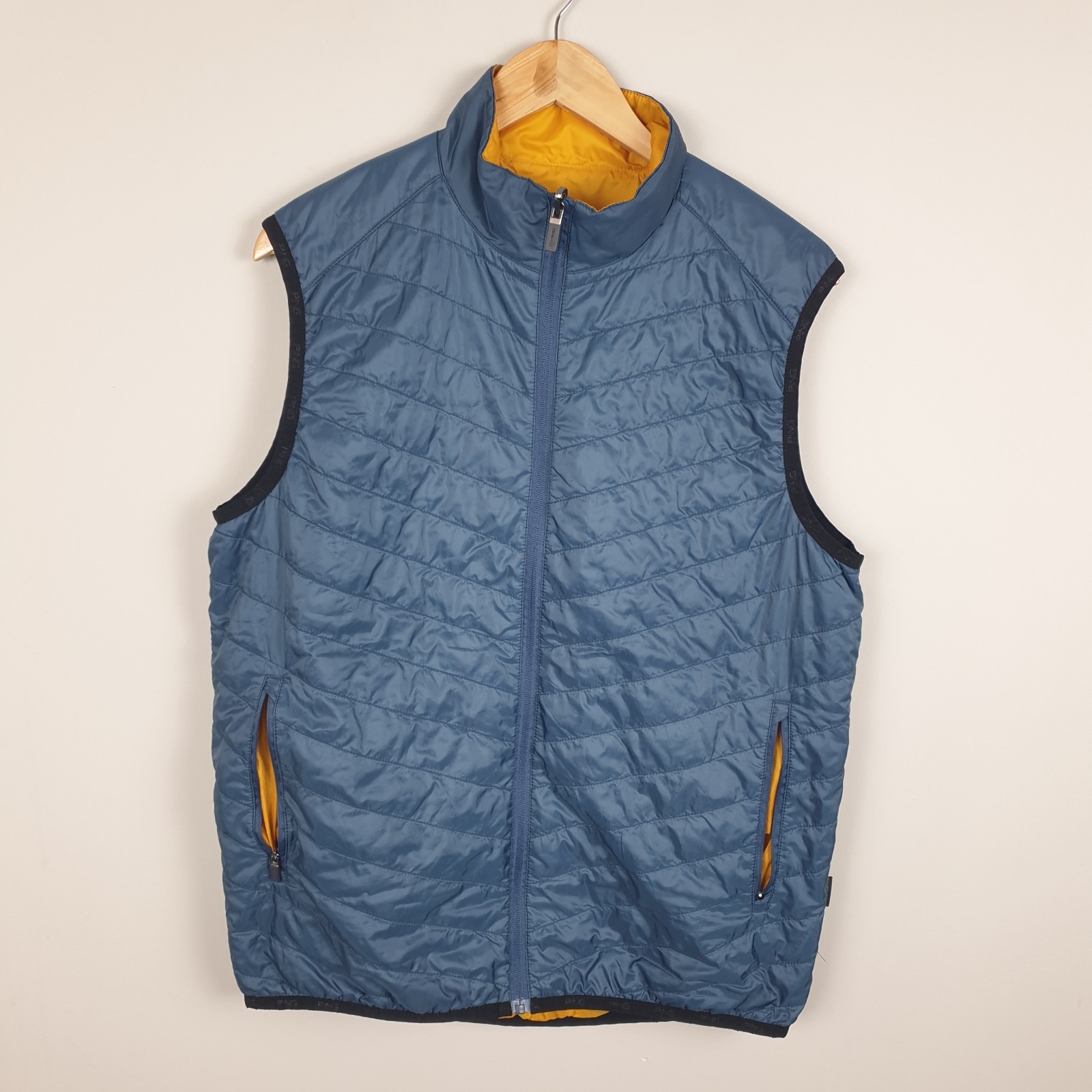 Ping Golf Gilet Mens Medium Blue Yellow Reversible Sensorwarm Bodywarmer Vest