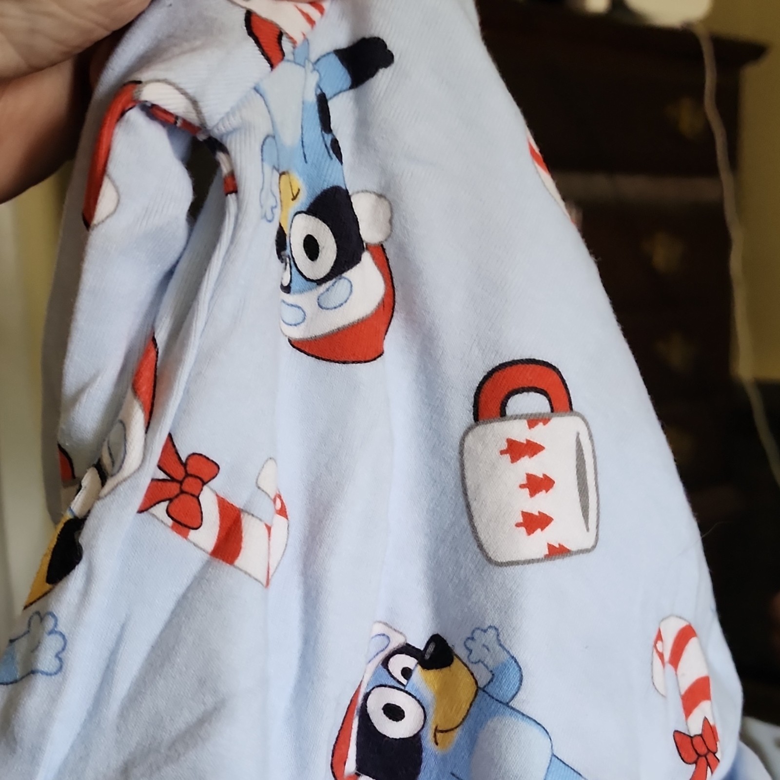Bluey Boys 5T Christmas Snug Fit Cotton Knit Pajama Pants Light Blue