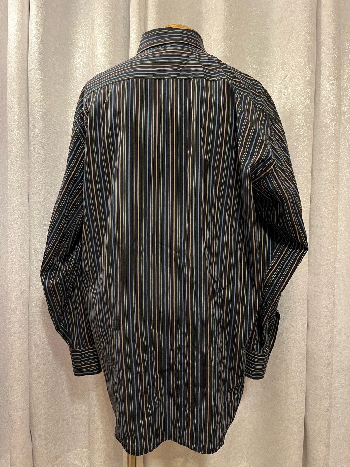 Ermenegildo Zegna Men’s Long Sleeve Dress Shirt Black Blue Beige Size XLT Tall