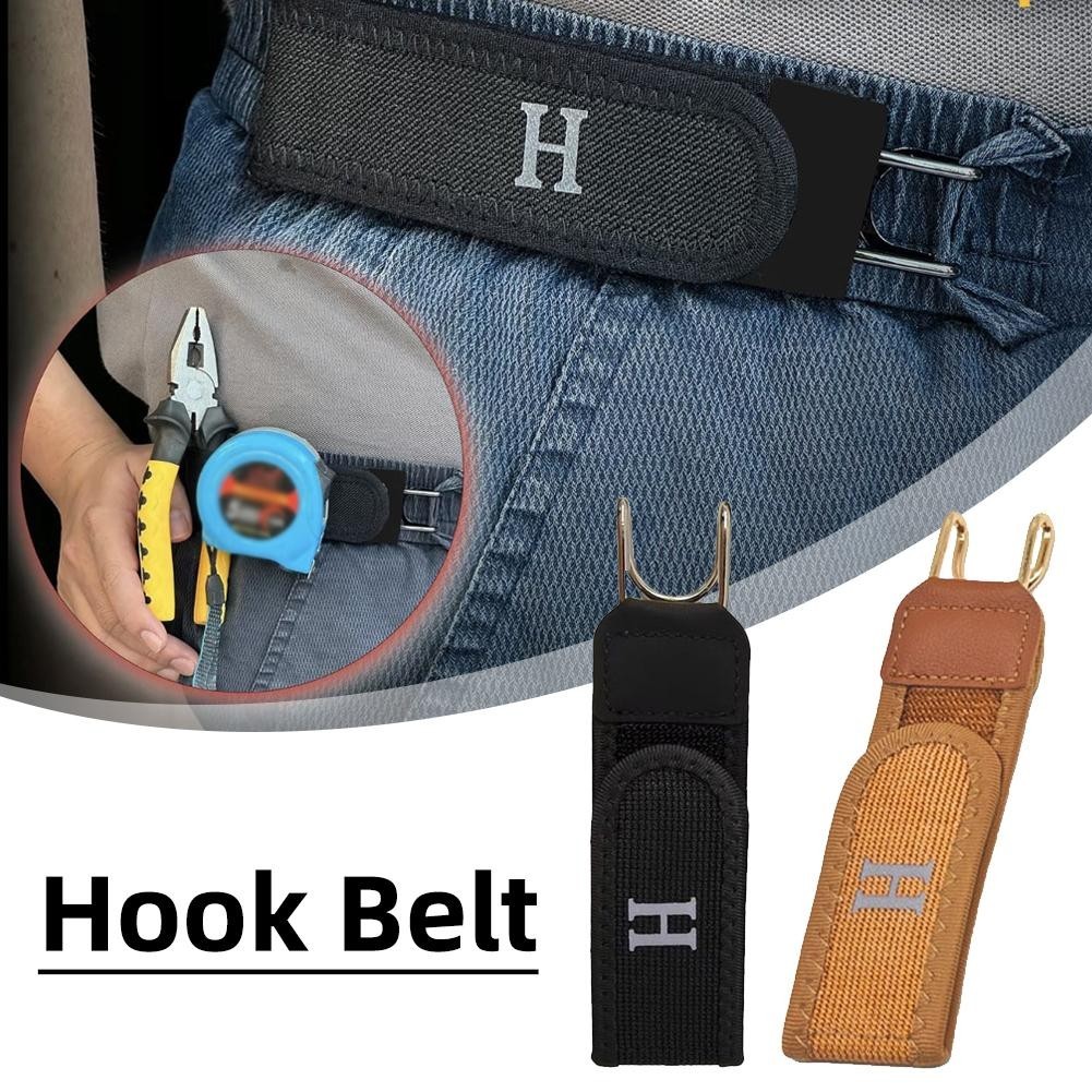 2PCS Tactical Metal Hook Elastic Belt Buckle-Less Invisible Waist Belt Closure