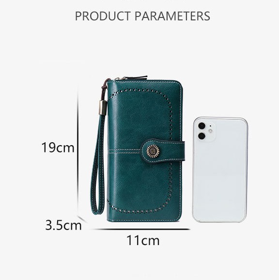 RFID Blocking Women’s Long Zipper Wallet, Large Capacity Clutch Purse For Daily