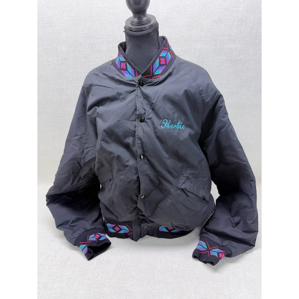 Vintage Pro Fit Roush’s Quarter Horses Bomber Jacket Large Black Made in USA L
