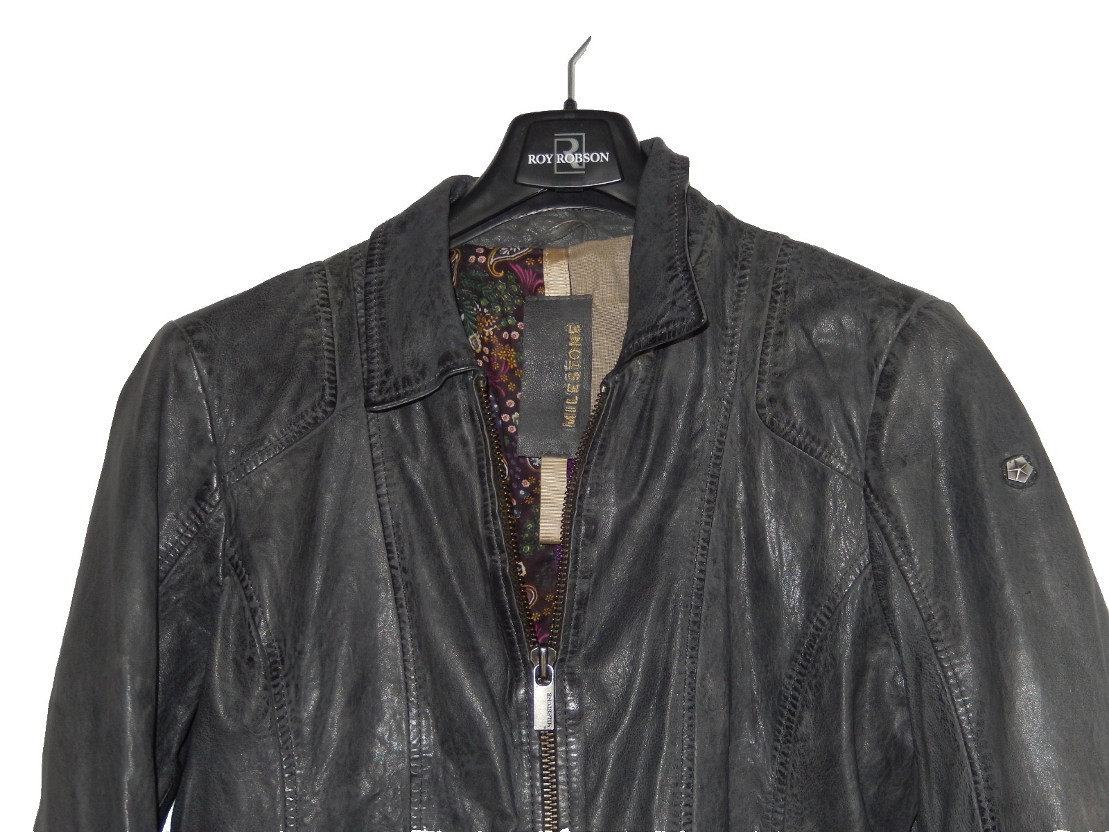 Milestone leather jacket size 44 leather jacket grey Santinti top