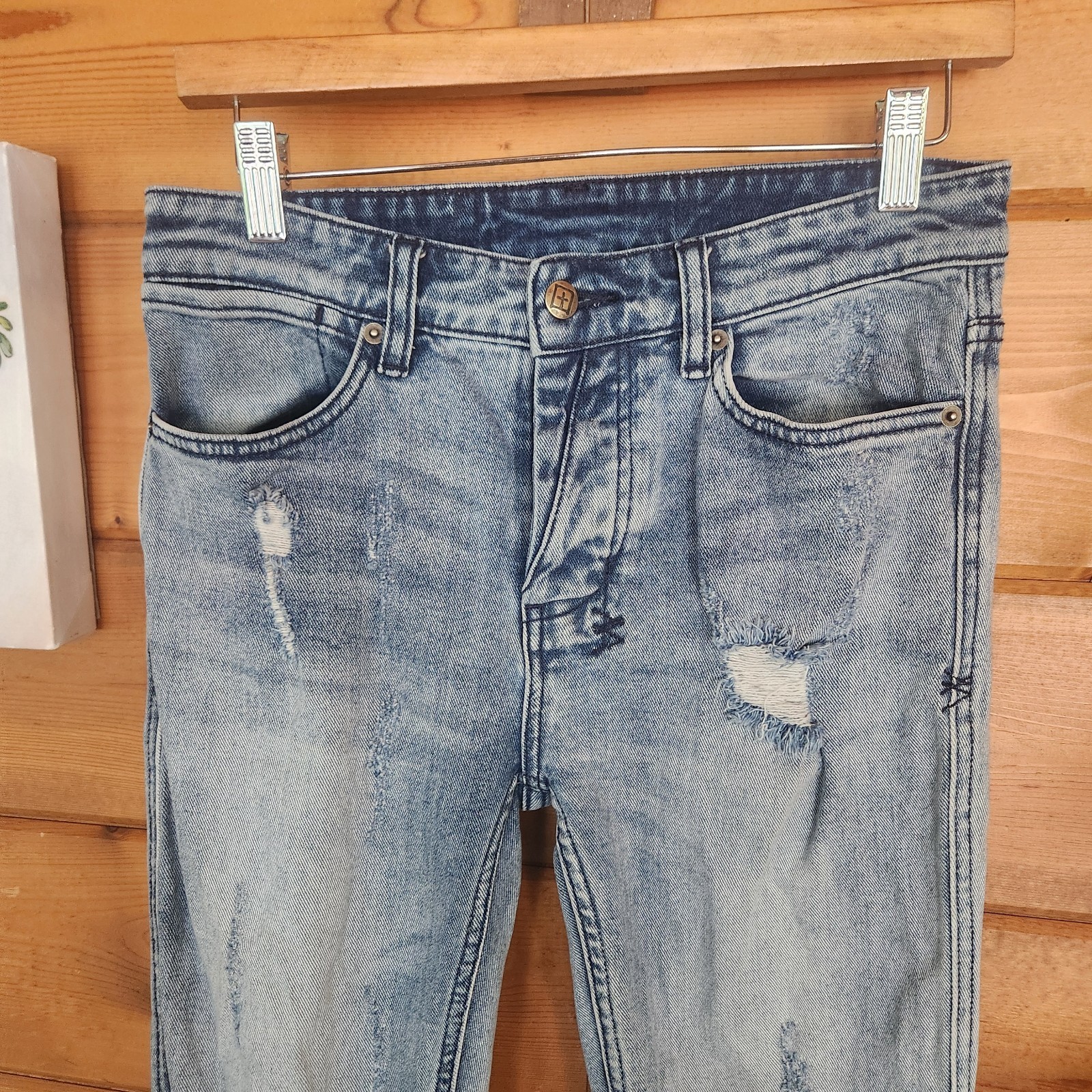 Ksubi Van Winkle 098 Trashed Dreams Stretch Jeans Distressed Embroidered Size 30