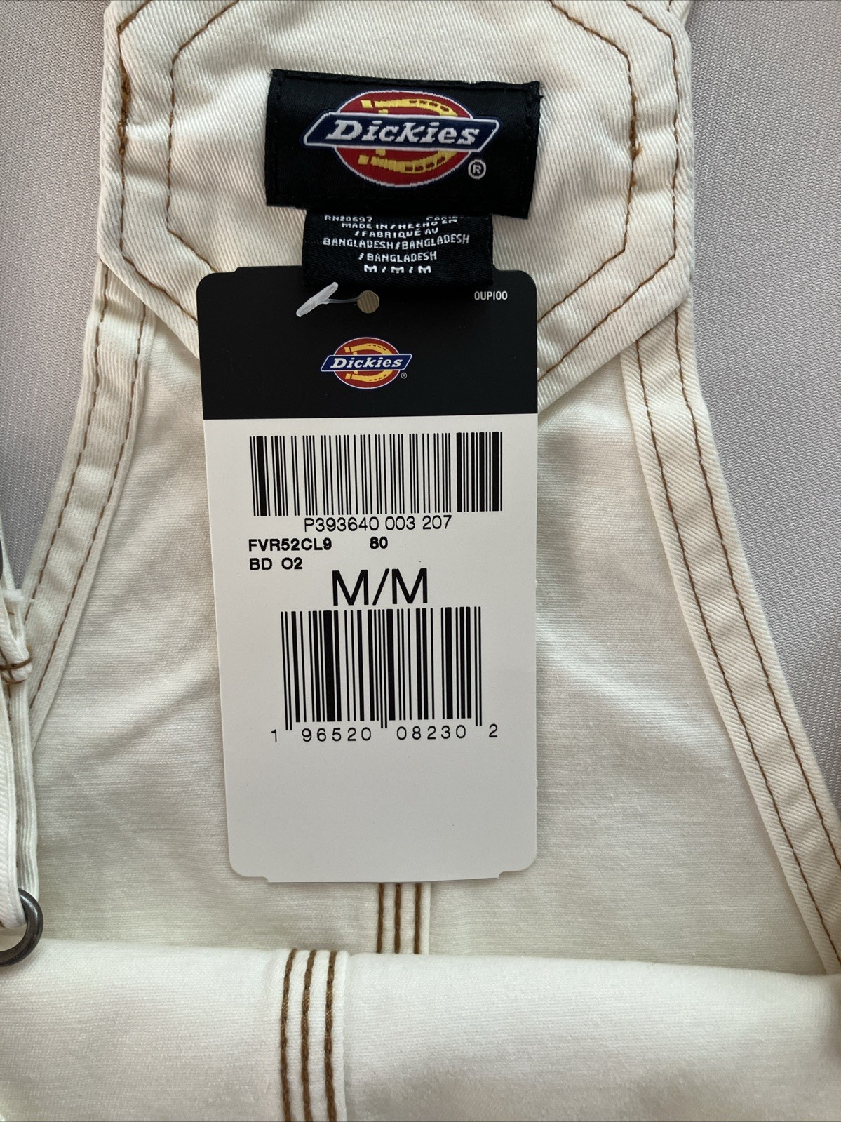 Dickies Bib Overall Dress Womens Medium Off White Utility Pinafore Workwear NWT