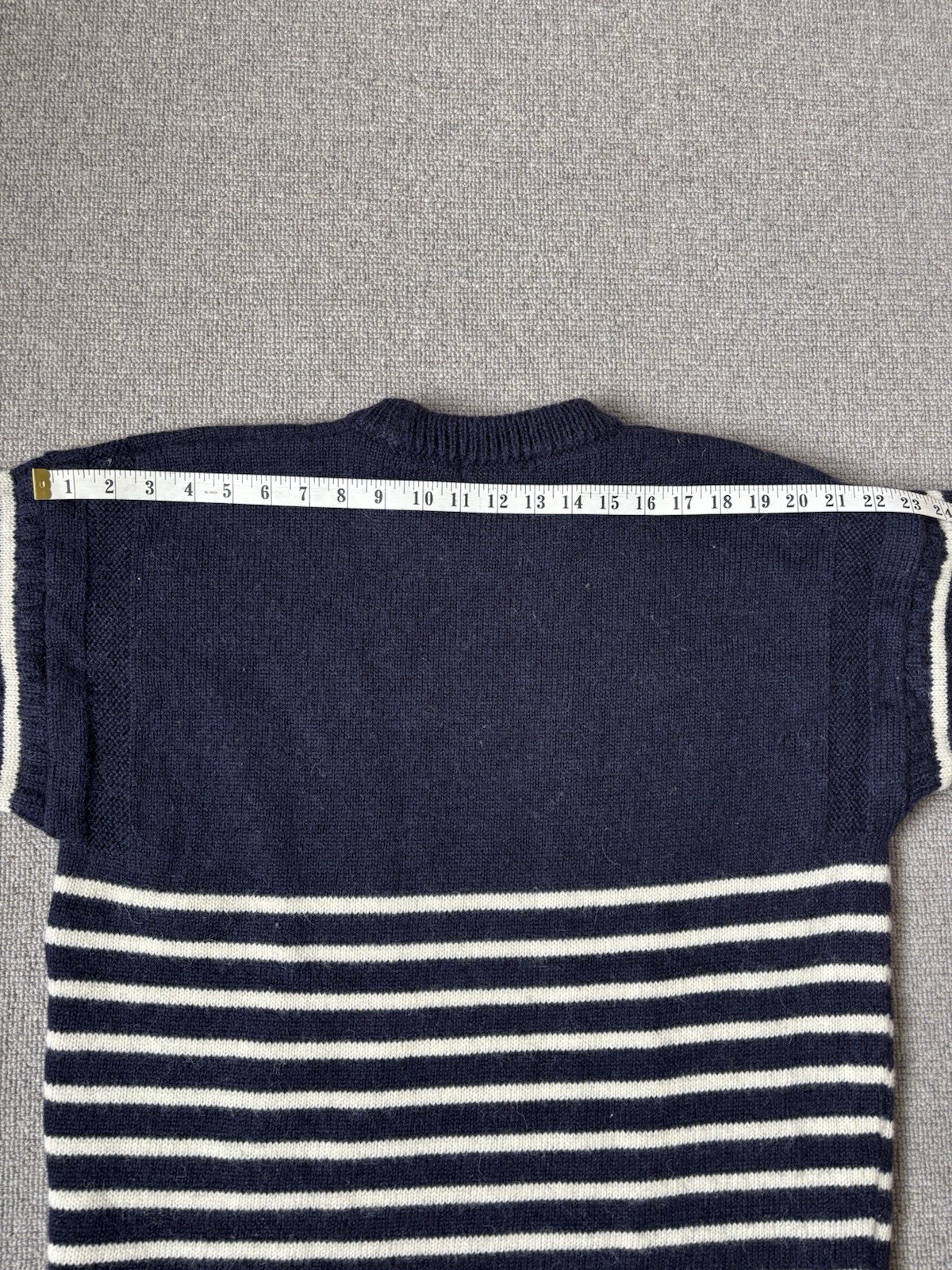 Traditional Guernsey British Wool Naturally Fisherman Jumper Striped Gansey XL