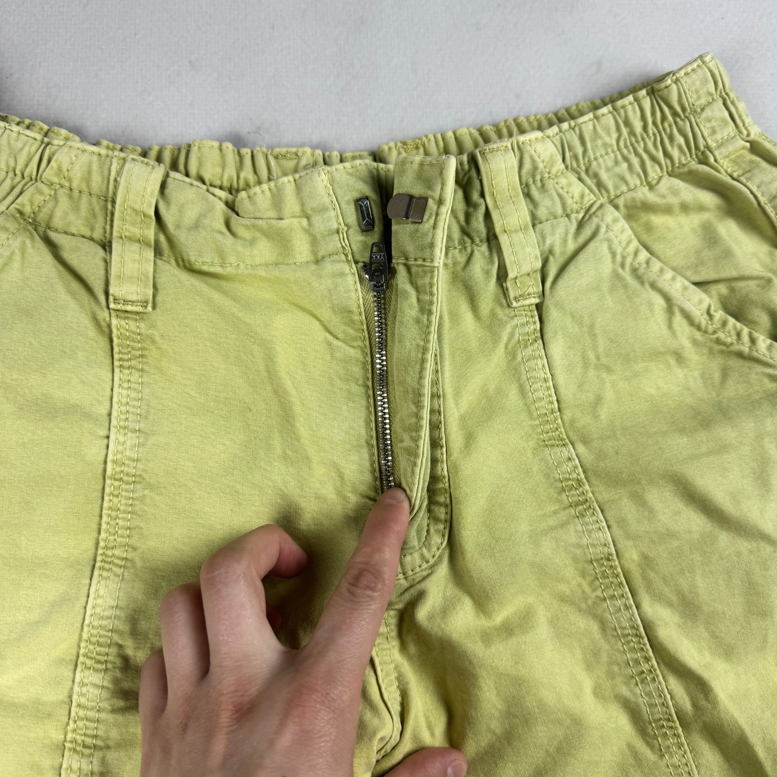 Womens Y2K Lime Green Cargo Pants Wide Leg Utility Multi Pocket Streetwear Baggy
