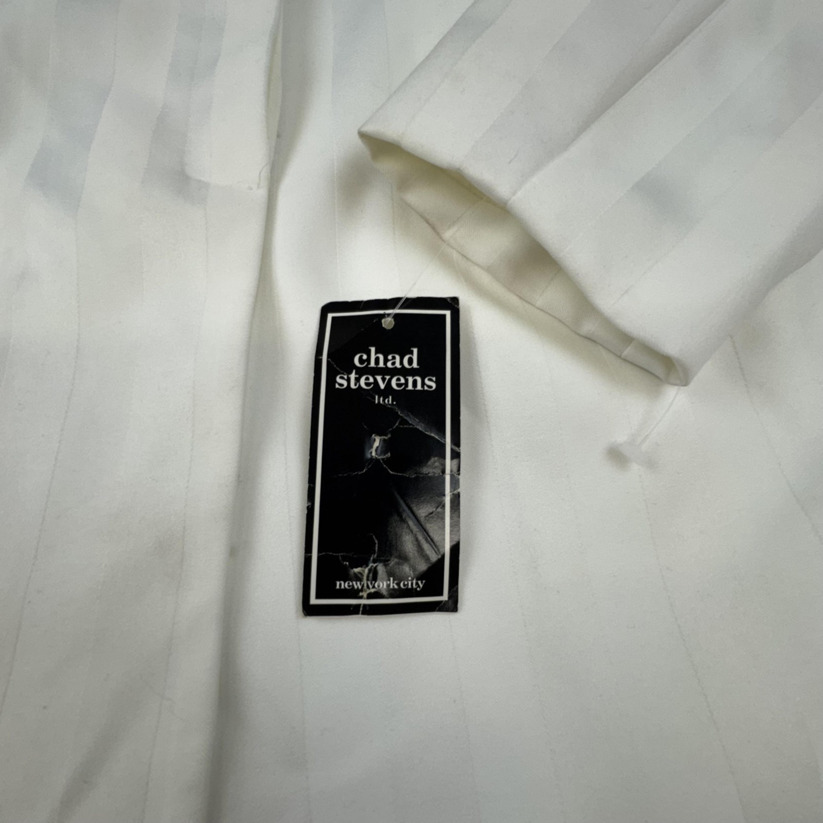 Vintage Chad Stevens Coat Womens 12 White Striped Collarless Overcoat Lined 5280