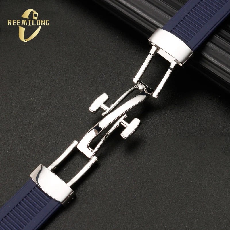 Silicone rubber watch strap 25*13mm High-quality soft stripe black brown gray