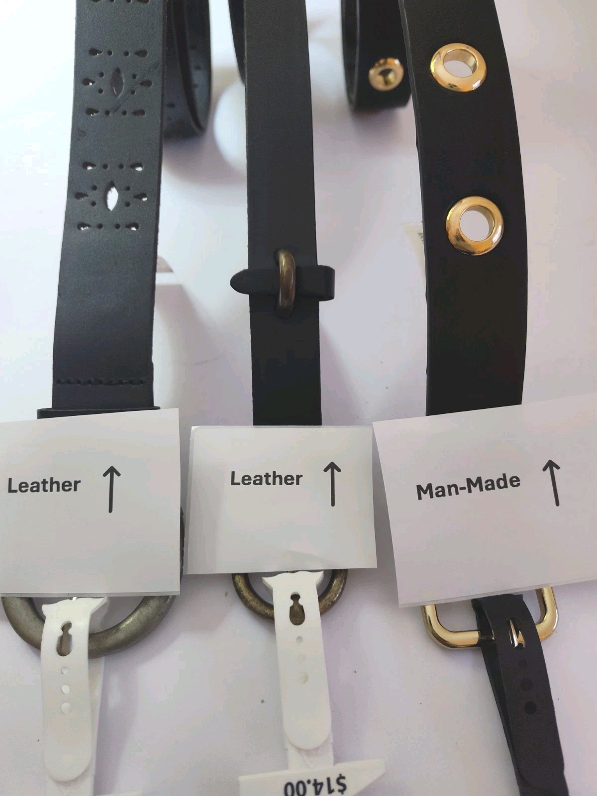 Three Womens Black Belts 2 Leather and 1 Man-Made Fashion Belt Small Medium