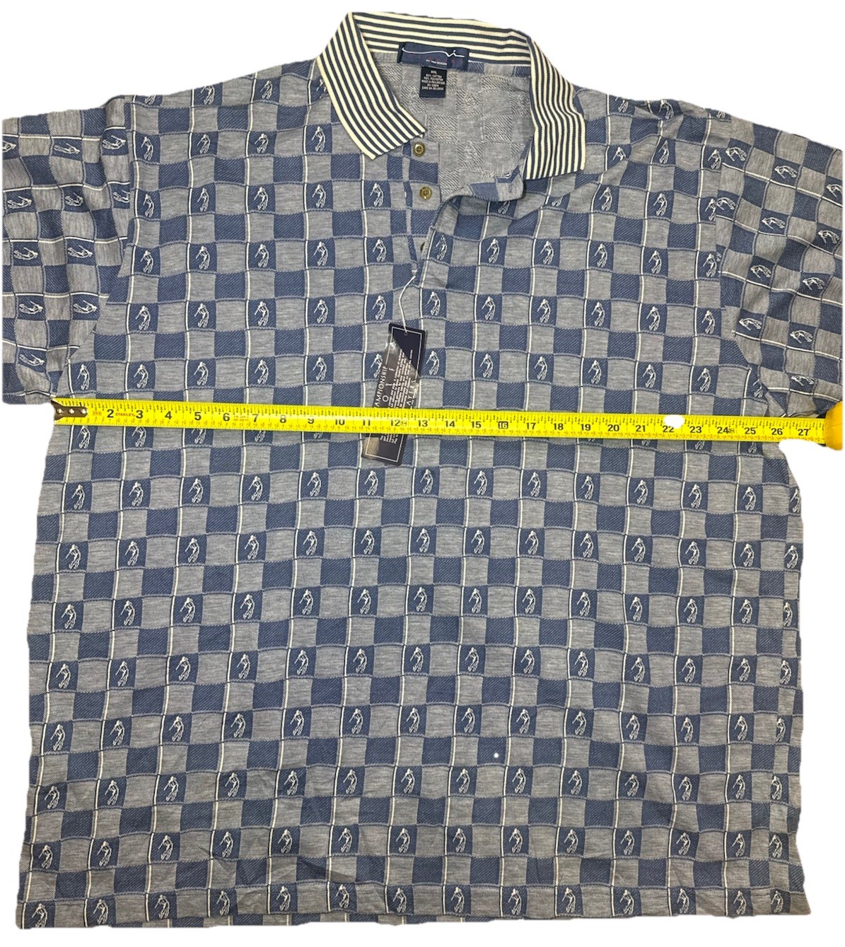 Player’s by Van Heusen Vintage Checkered SS Polo Men’s Size XXL Blue White