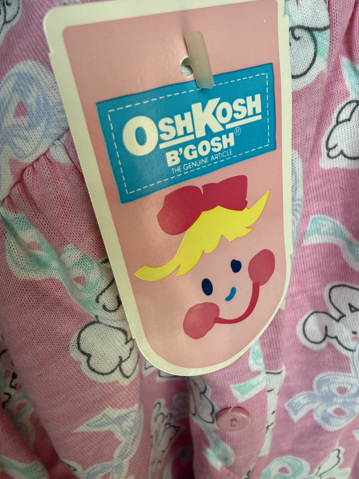 OshKosh B’gosh Vintage Pink Bunny Graphic Footless Cotton Sleeper 6-9M
