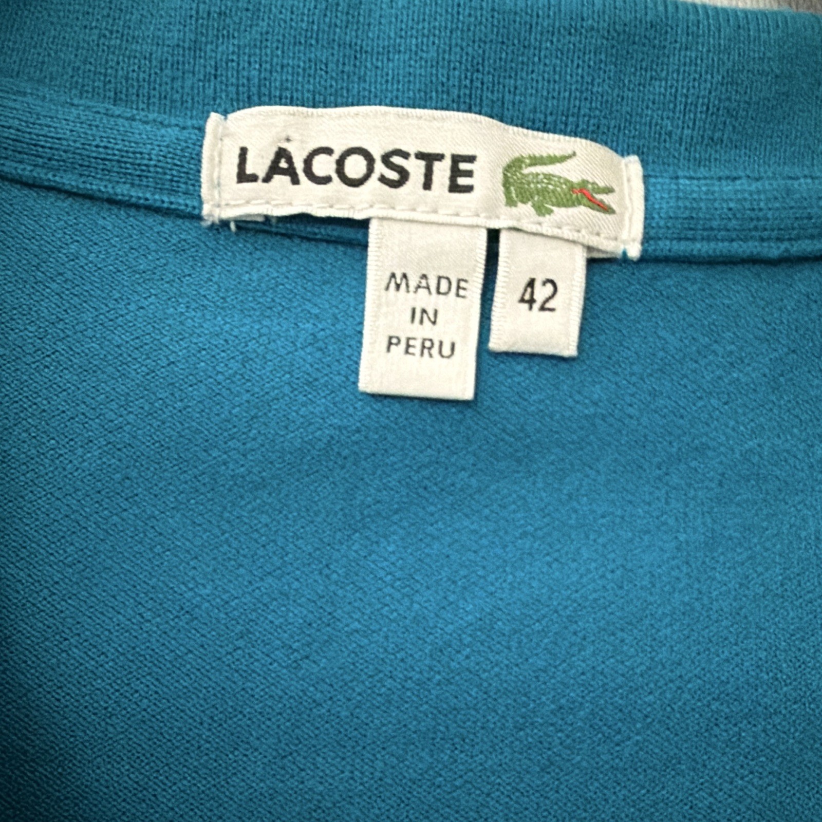 Lacoste Women’s Turquoise Blue Polo Shirt 42 Short Sleeve With Logo