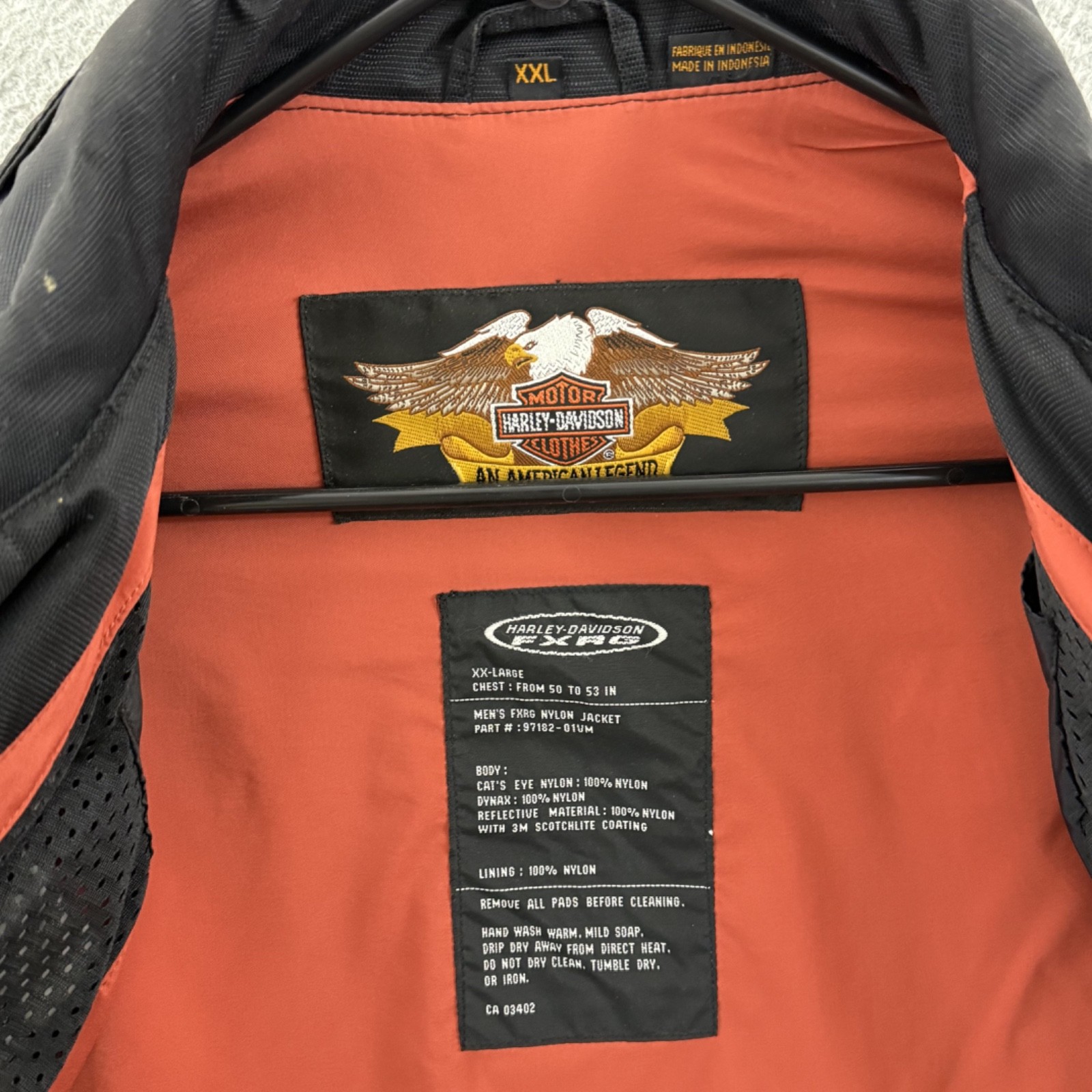Vintage Harley Davidson FXRG Motorcycle Jacket Mens 2XL Black Biker Outdoor Zip