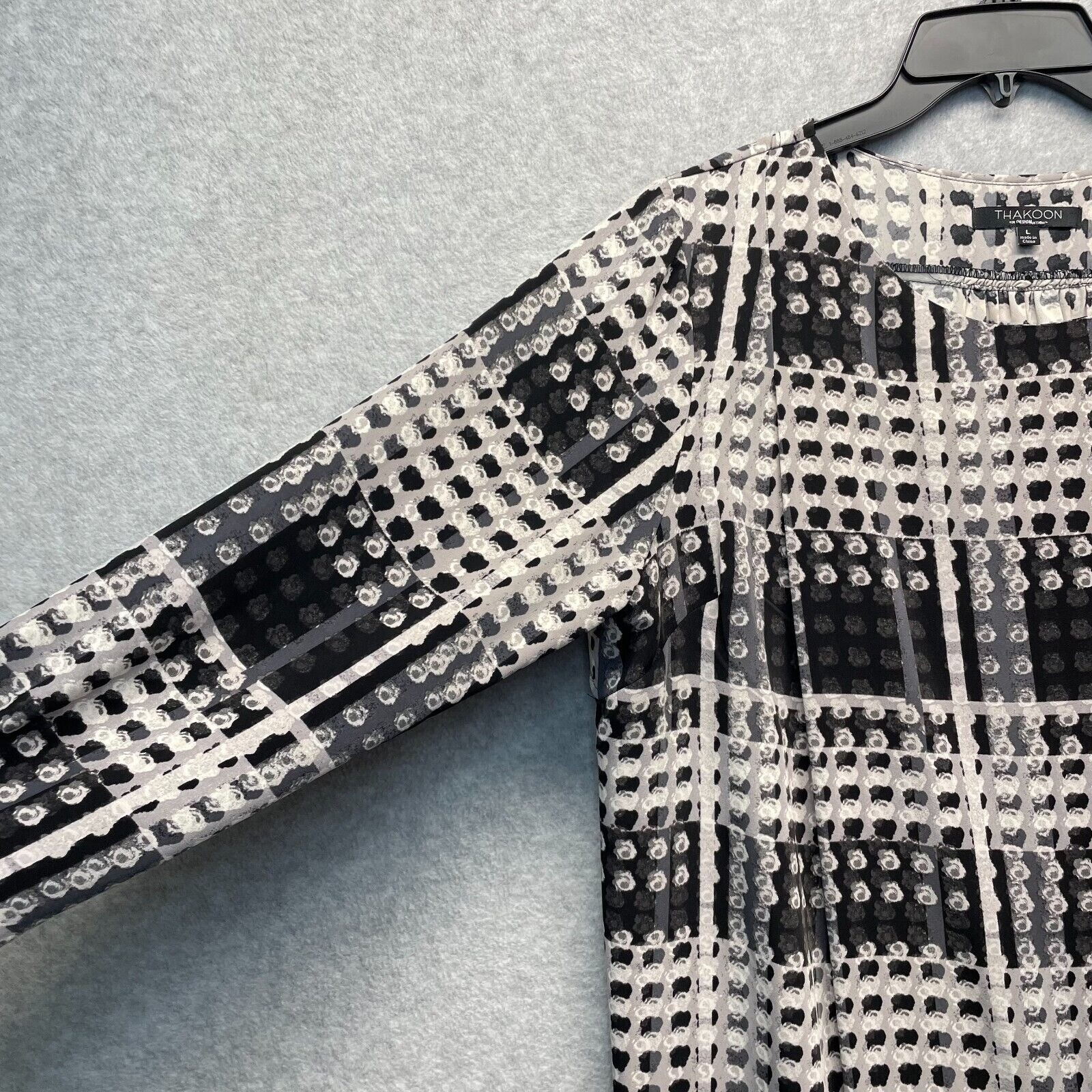 Thakoon Dress Womens Large Long Sleeve Black Polka Dot Abstract Artsy Designer