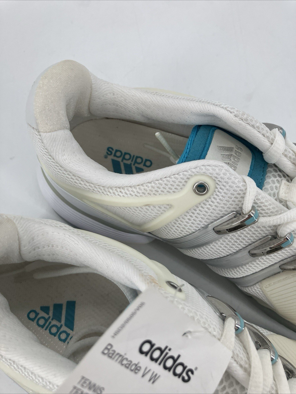 Womens Size 9.5 Adidas Barricade V Classic Tennis Shoes White Blue Ships Fast