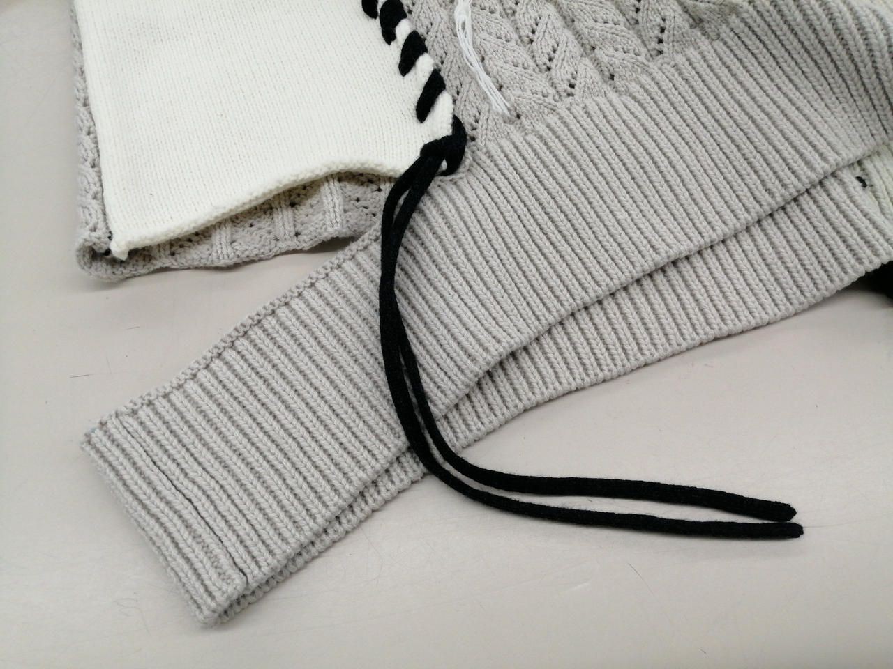 MAISON SPECIAL Cable stitch Knit Beige × Black Used