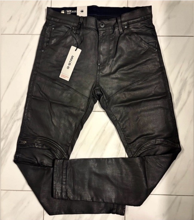 G-Star Raw Men’s 5620 Knee Zip Skinny Jeans Waxed Dark Gray New