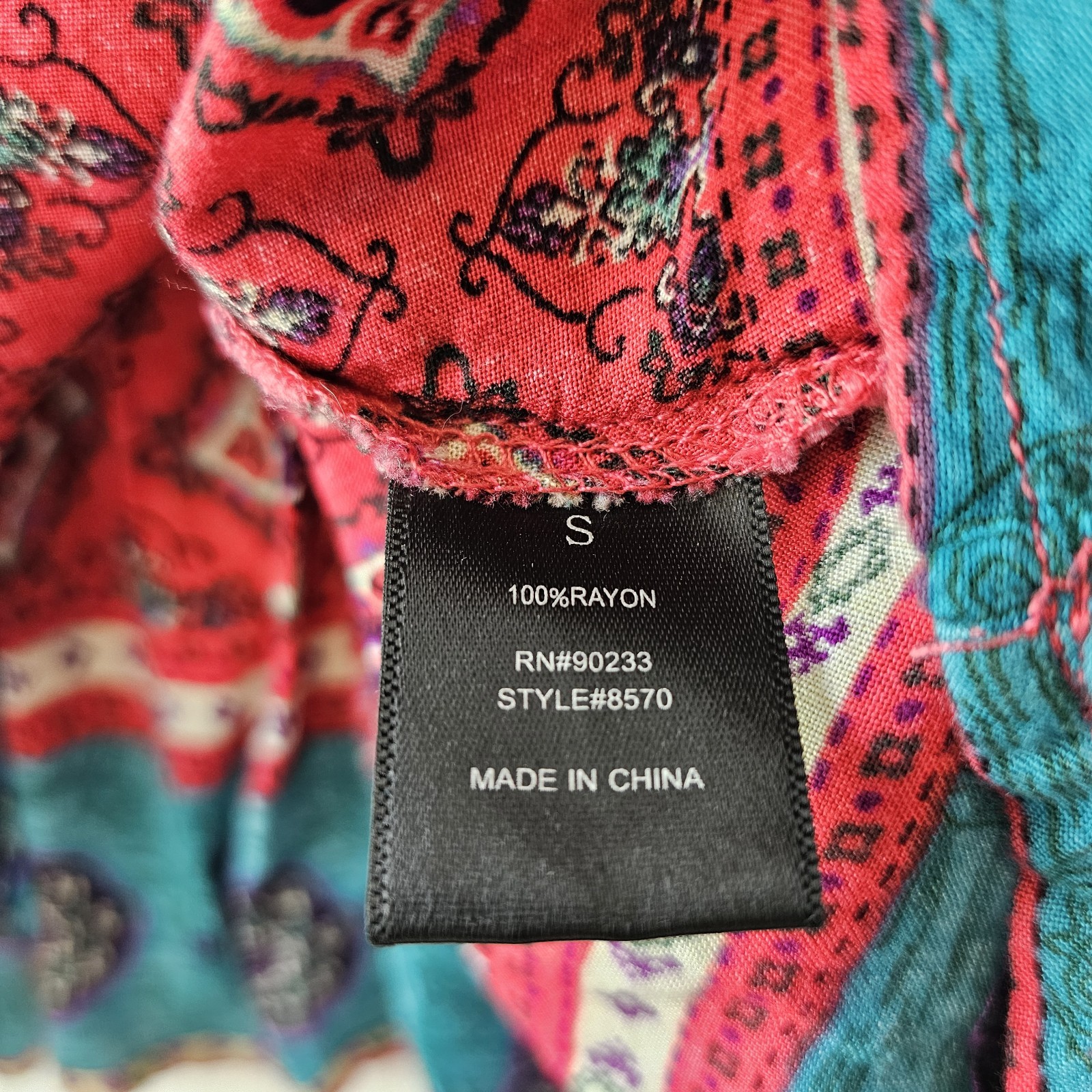 LA Hearts Boho Red And Teal Print Strappy Cage Back Tank Top Women’s S Festival
