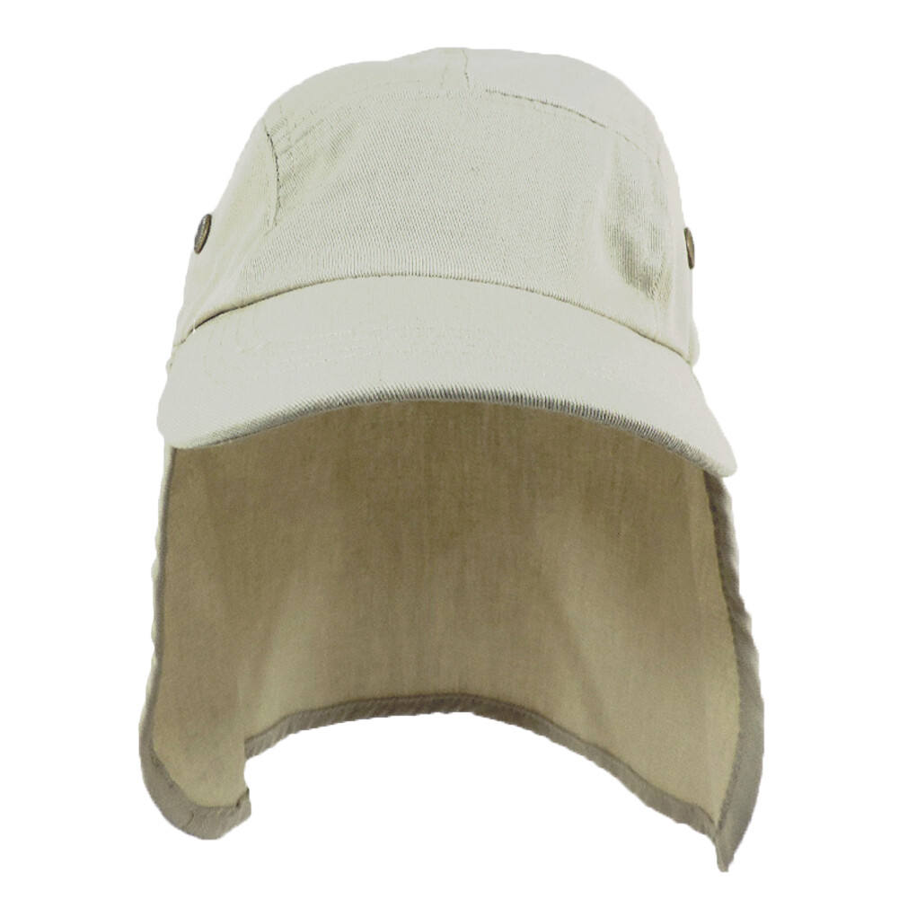 Foreign Legion BDU Cadet Long Neck Flap Hat Military Flat Top STONE BEIGE Cap