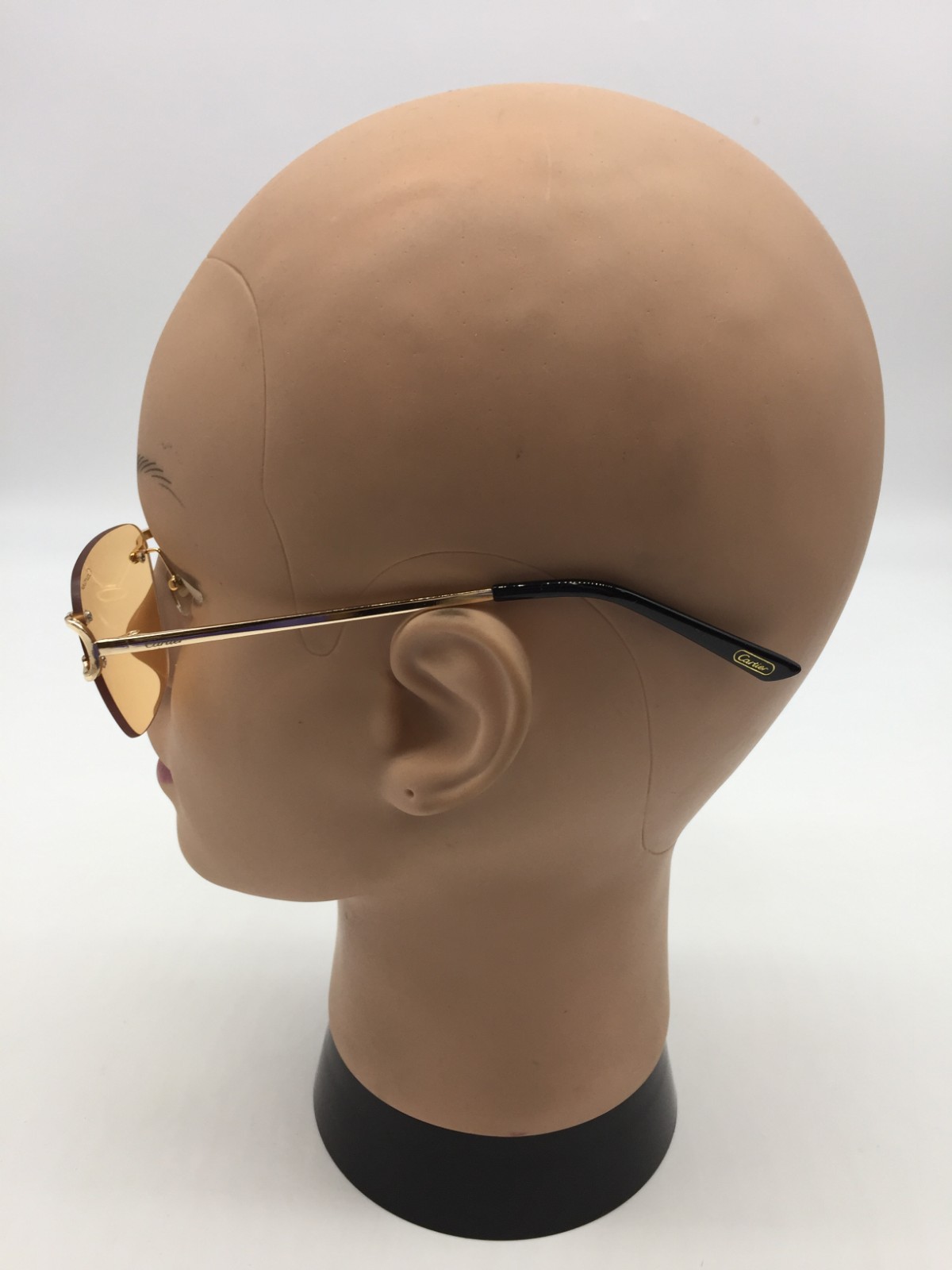 Cartier Gold Rimless Frame Trendy Sunglasses 59-15-140 Beige Lens