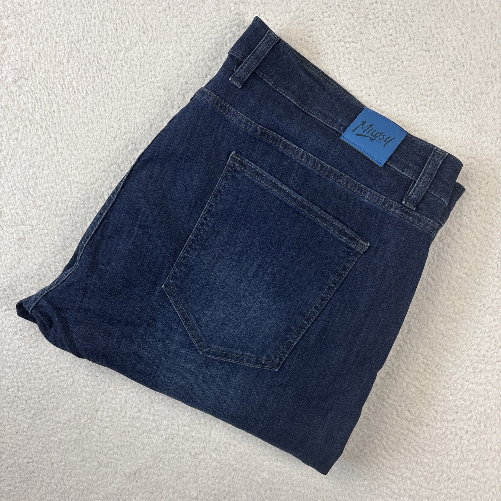 MUGSY ‘Fultons’ Means Jeans Size 42/32 Blue Dark Wash Stretch Denim Classic Fit