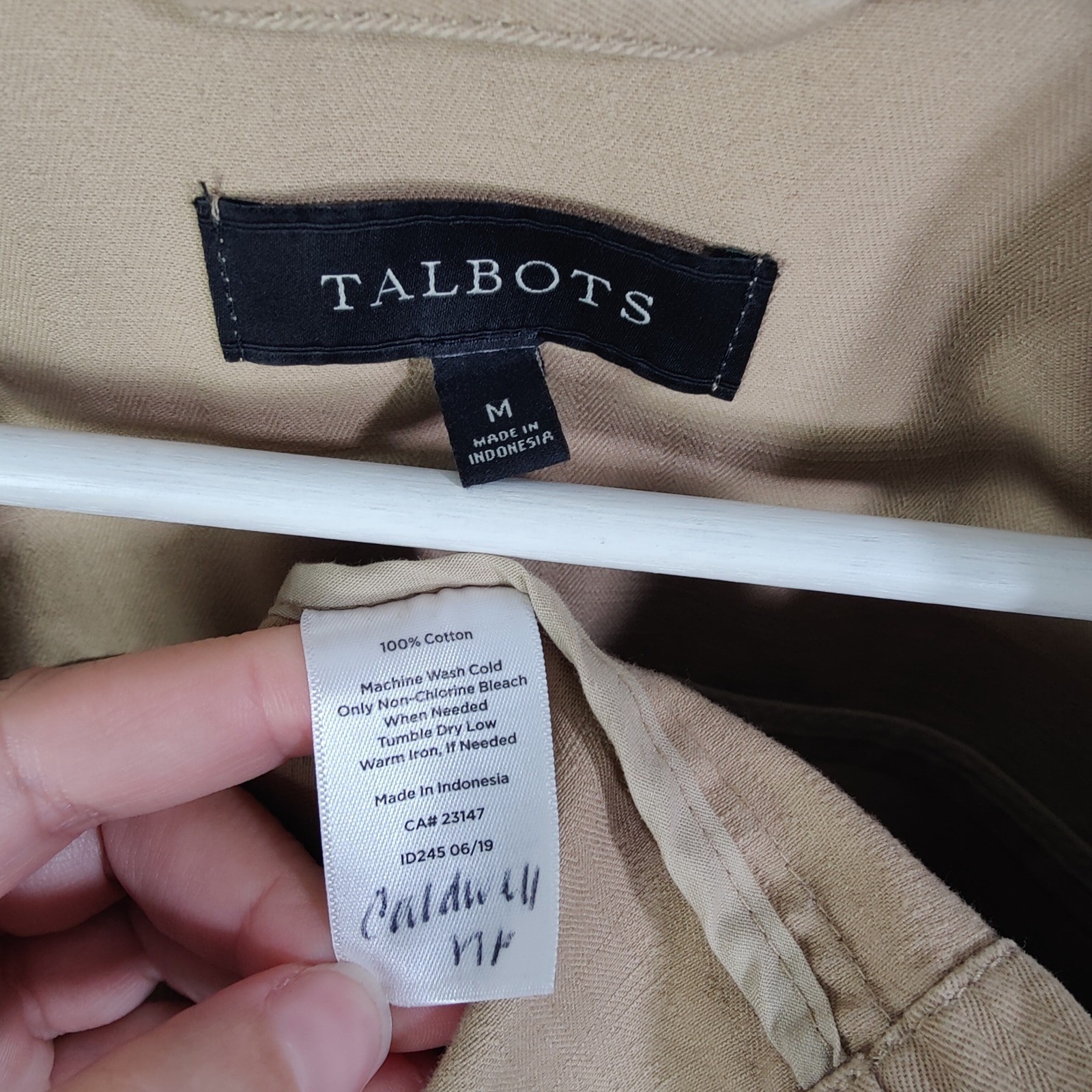 Talbots Womens Safari Utility Field Coastal Preppy Jacket M Tan Cotton Button Up