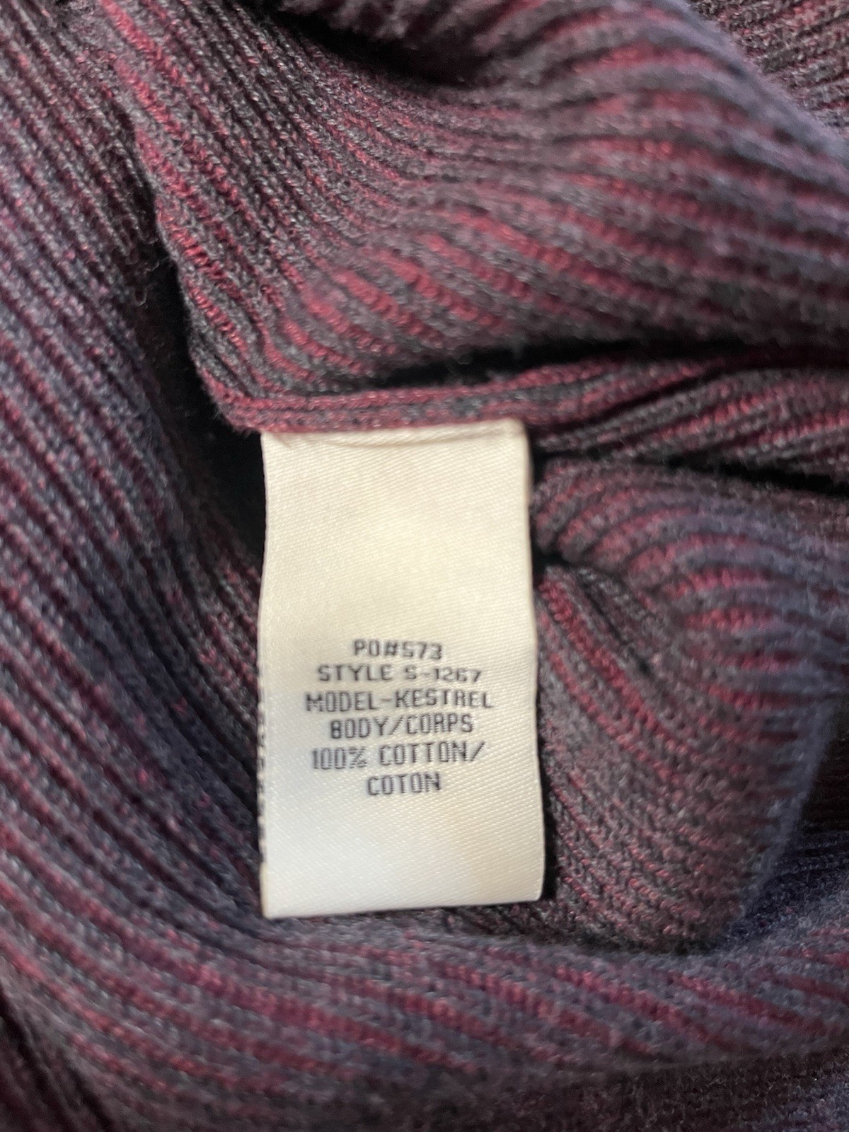 Agave Denim Kestrel Crew Neck Sweater Ribbed Cotton Burgundy Dark Gray Size XL