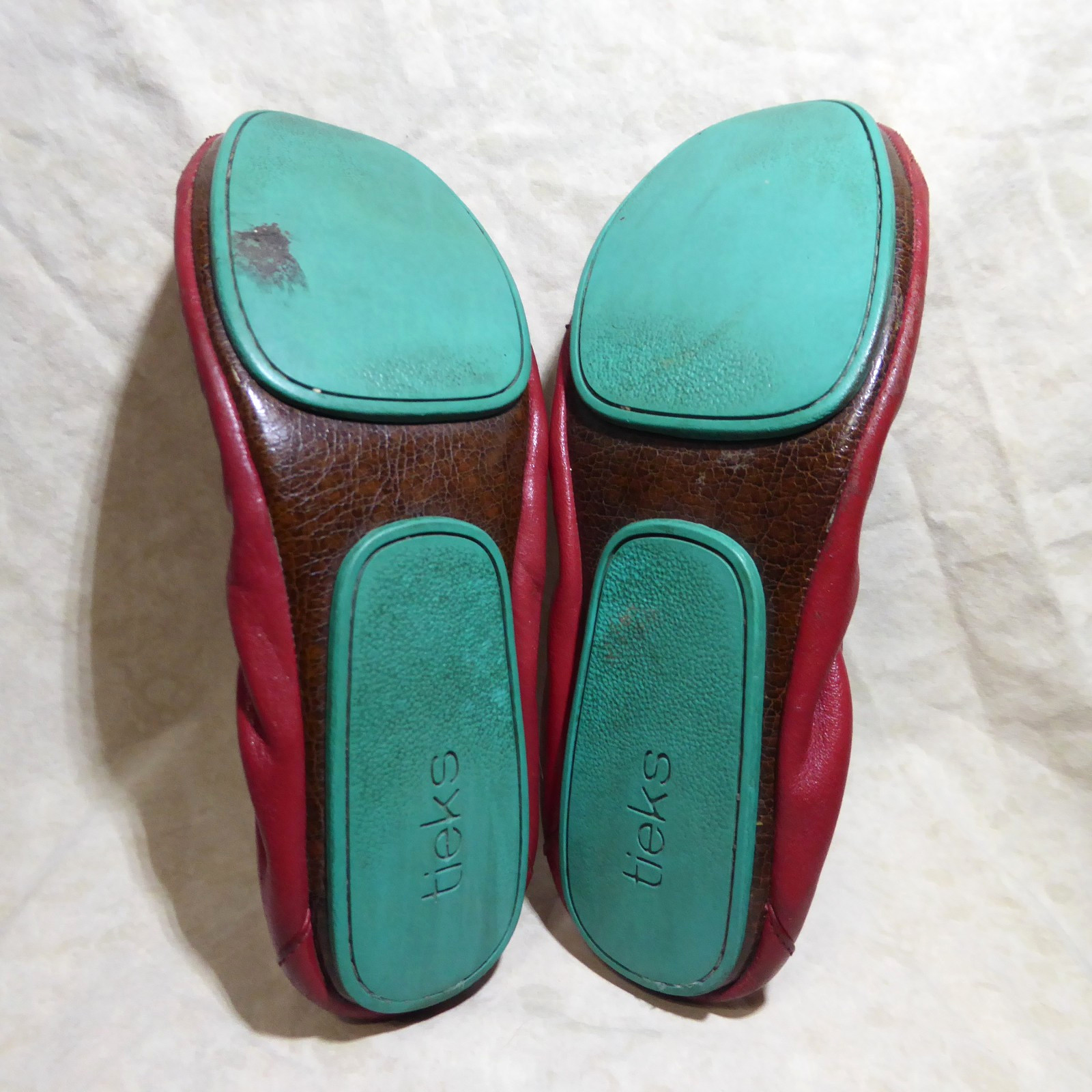 🩰 Tieks by Gavrieli Foldable Ballet Flats sz 9 Cardinal Red 100% Nappa Leather