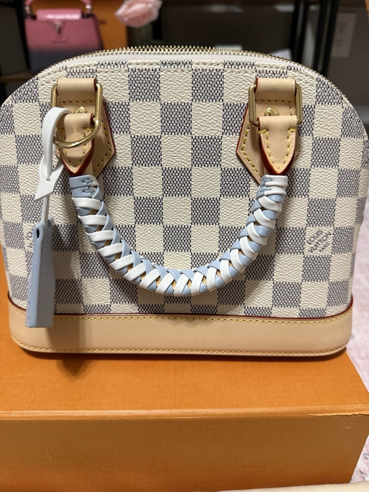 Louis Vuitton Alma BB Damier Azur Limited Edition Braided Handles NEW