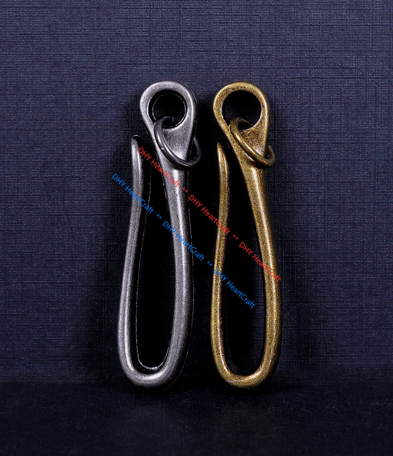 5pc 68*16mm Retro Silver KeyChain Key Ring Belt U Hook Wallet Chain Fish Hook