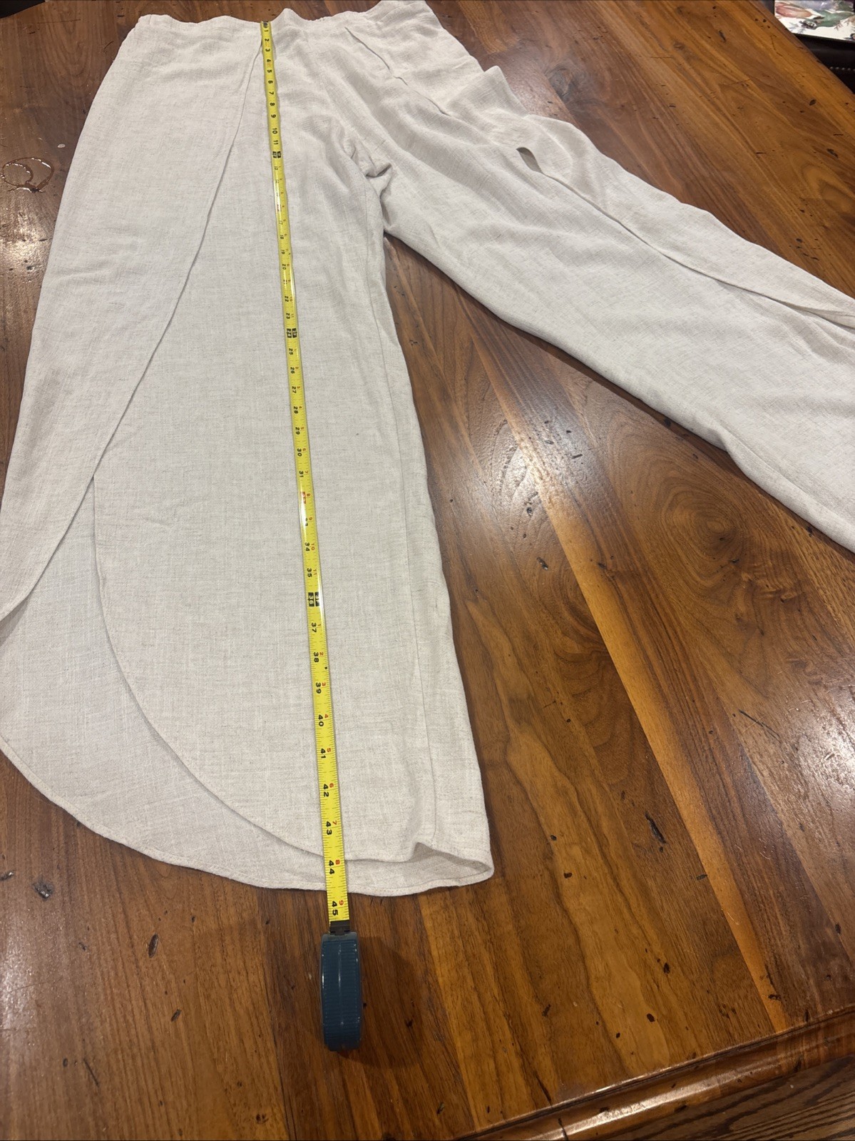 Juniper Blu wide leg Tulip wrapped pants Rayon/Linen Large Oatmeal
