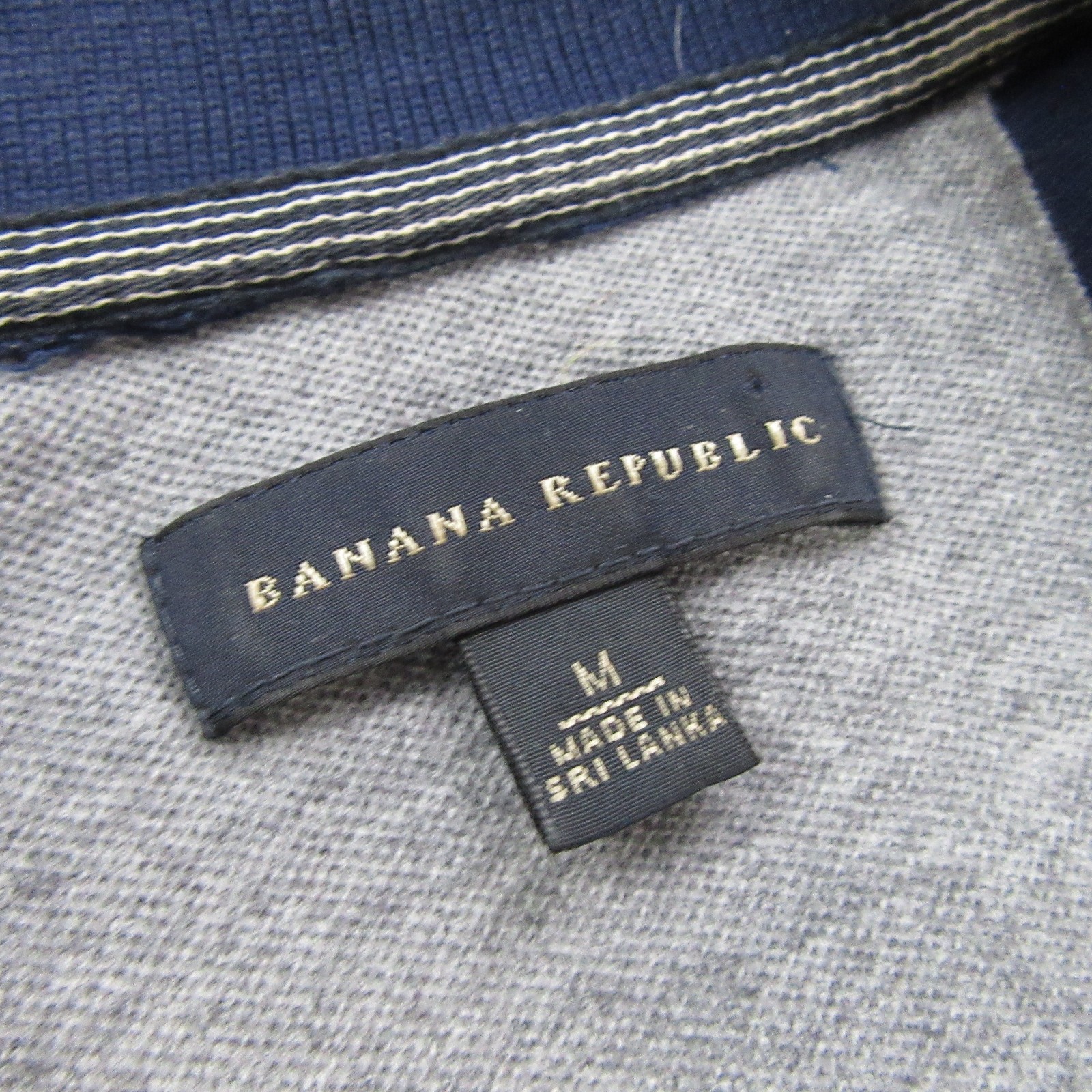 Banana Republic Shirt Mens Medium Dark Blue Stretch Polo Elephant Logo *Flaws