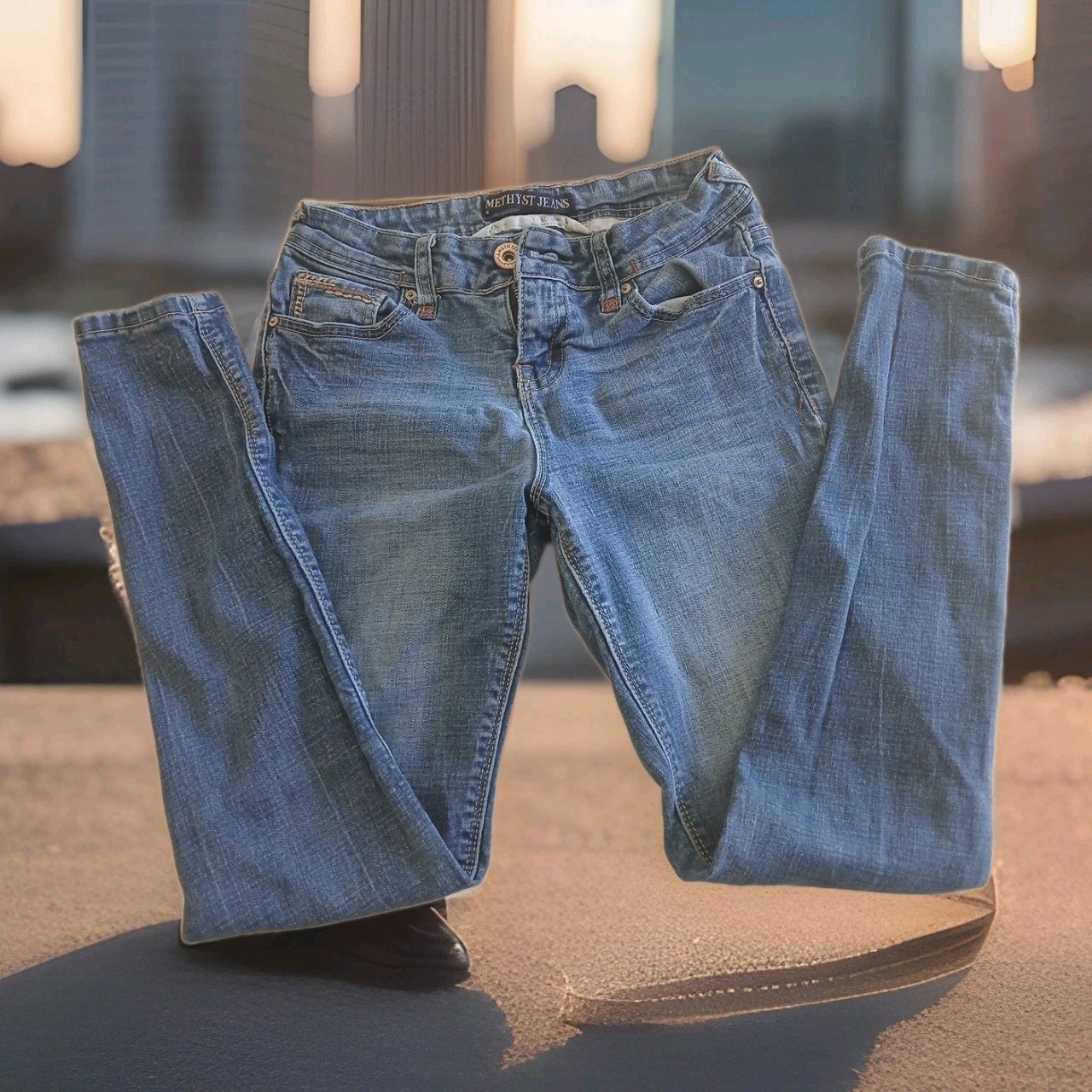 amethyst ankle blue jeans ladies sz: 3reg stretch
