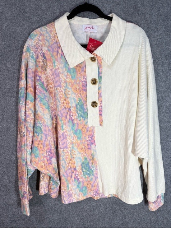 NWT Jess Lea Day Dreamer Colorblock Waffle Knit Two Toned Top Size Large. The D