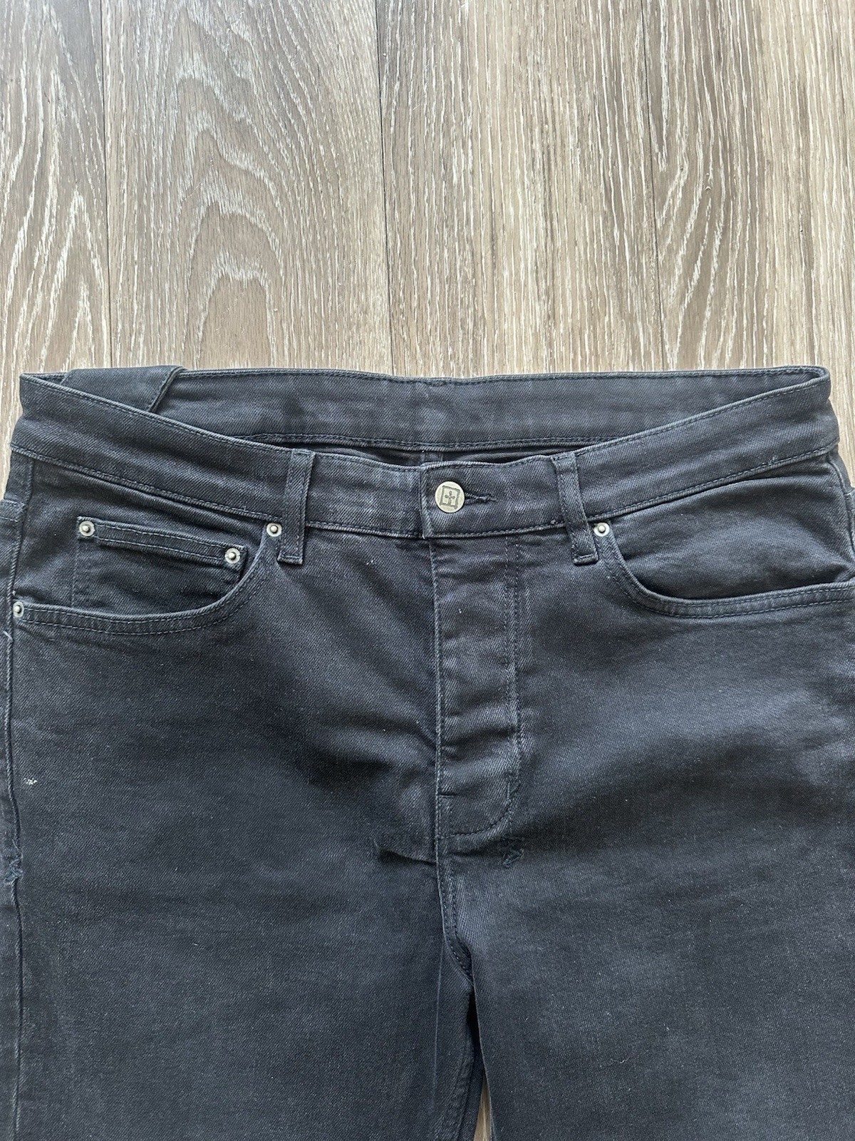 Ksubi Men’s Black Skinny Slim Fit Distressed Logo Denim Jeans Size 34